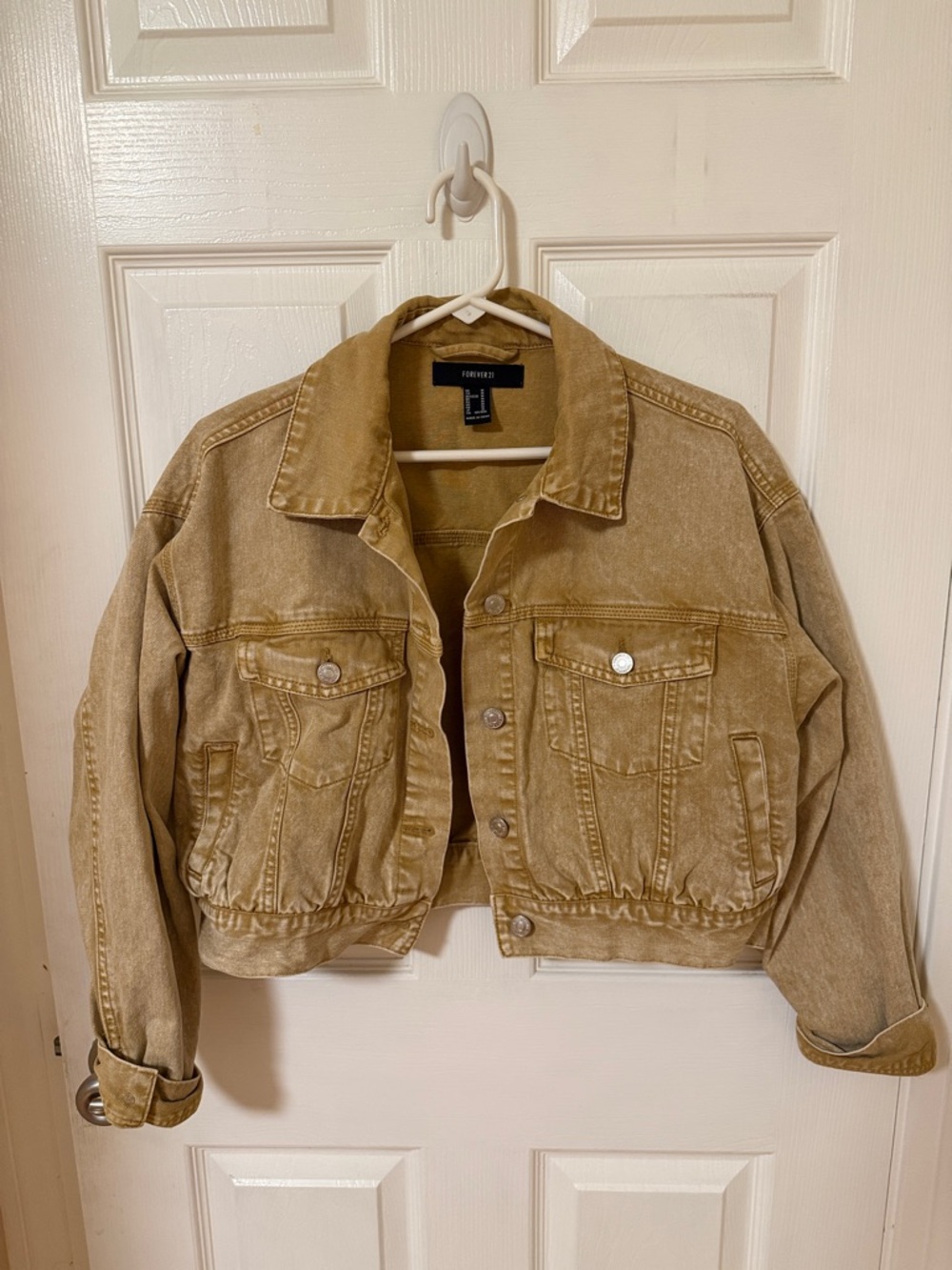 Cropped Tan Denim Jacket